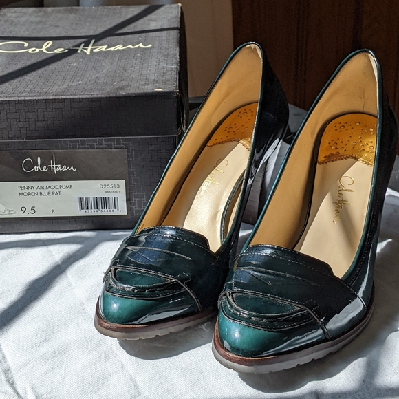 Cole Haan Nike Air sole Moroccan Blue Patent Leather Heels - Picture 2 of 11